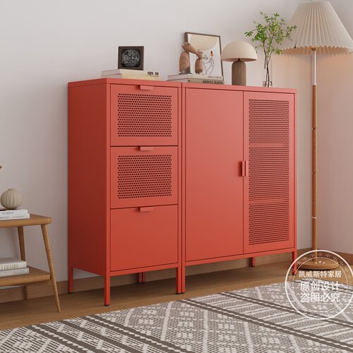 多巴胺奶油风钢制餐边柜防晒防水