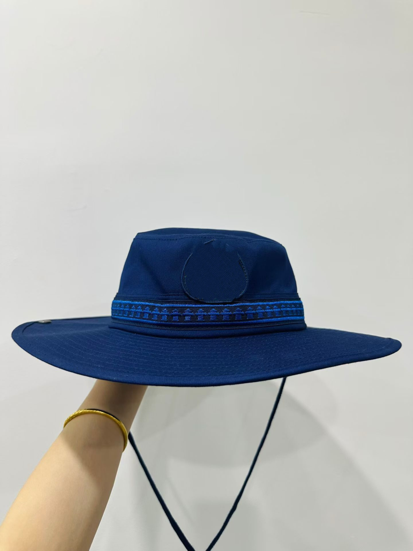 19新款正品消蓝色户外遮阳圆边帽平顶防晒太阳帽夏季防晒帽