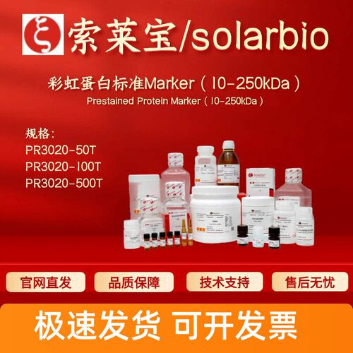 索莱宝 彩虹蛋白标准Marker（10-250kDa）PR3020 50T 100T 500T