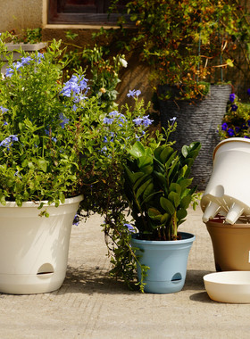 朴悦可拆卸托盘吸水盆蓄水花盆懒人盆树脂大花盆