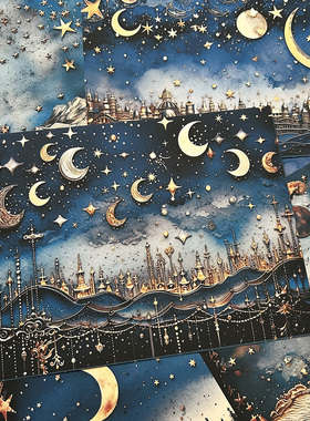 Dimoo相框背景背景纸月亮diy痛包蓝色手账谷美拍照素材纸