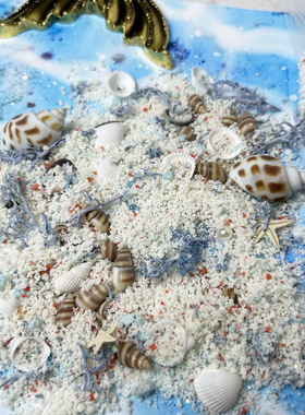手帐混合贝壳树粉沙滩造景DIY手工场景模型艺术手帐仿真花草粉