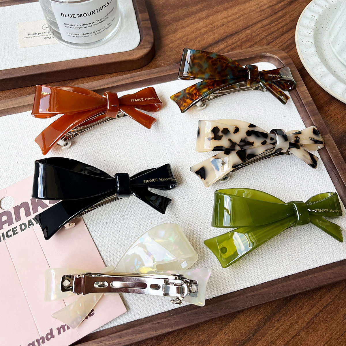 欧美醋酸蝴蝶结发夹头饰弹簧夹成人发卡横夹顶夹马尾夹盘发夹子