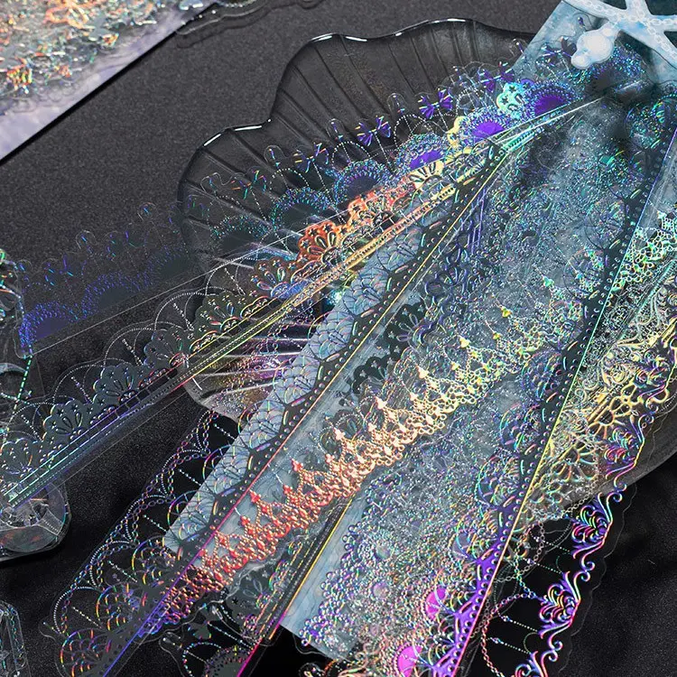 烫金银pet贴纸立体diy咕卡手账素材diy创意拼贴扎痛包素材20张