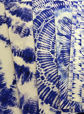 国风复古仿扎染渐变素材纸蓝色diy装饰手帐扎包背景junk journal