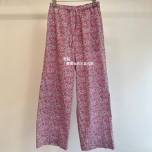 现货 韩国正品女装代购2025夏款松紧腰抽绳碎花直筒休闲裤BU0223
