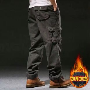 男阔腿裤 纯棉工装 加厚秋冬宽松休闲裤 子加绒裤 干活全棉耐磨保暖 裤
