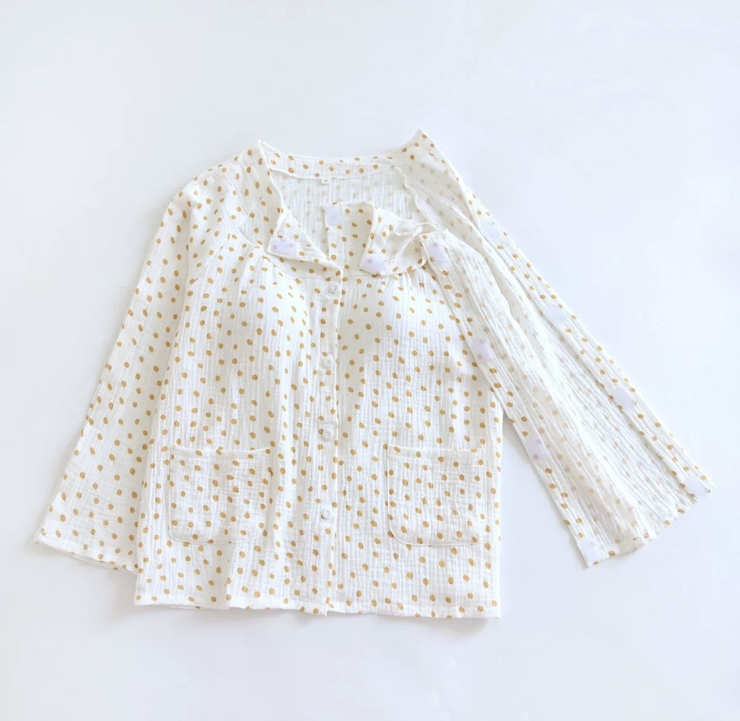 开胸手术后衣服带胸垫上衣女袖子带拉链输液港专用纯棉春夏睡衣薄