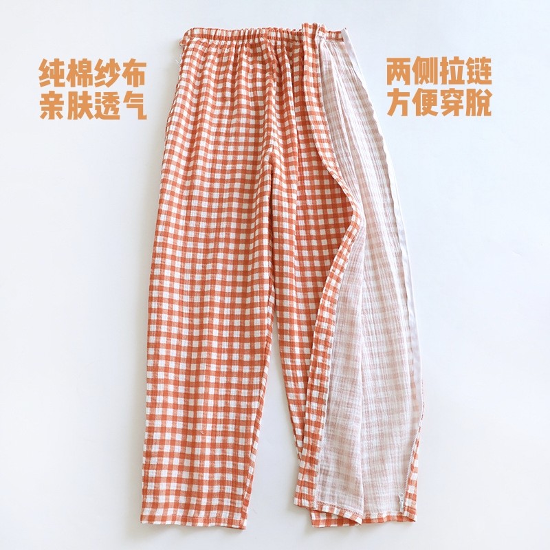 腿胫骨术后夏季薄款拉链裤女纯棉