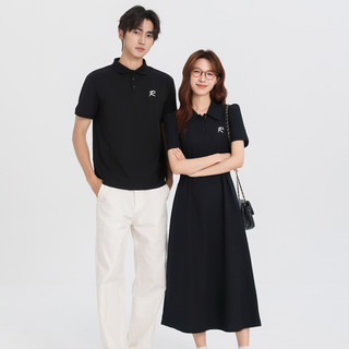情侣装春夏季新款法式polo领连衣裙一衣一裙高级感大码气质女长裙