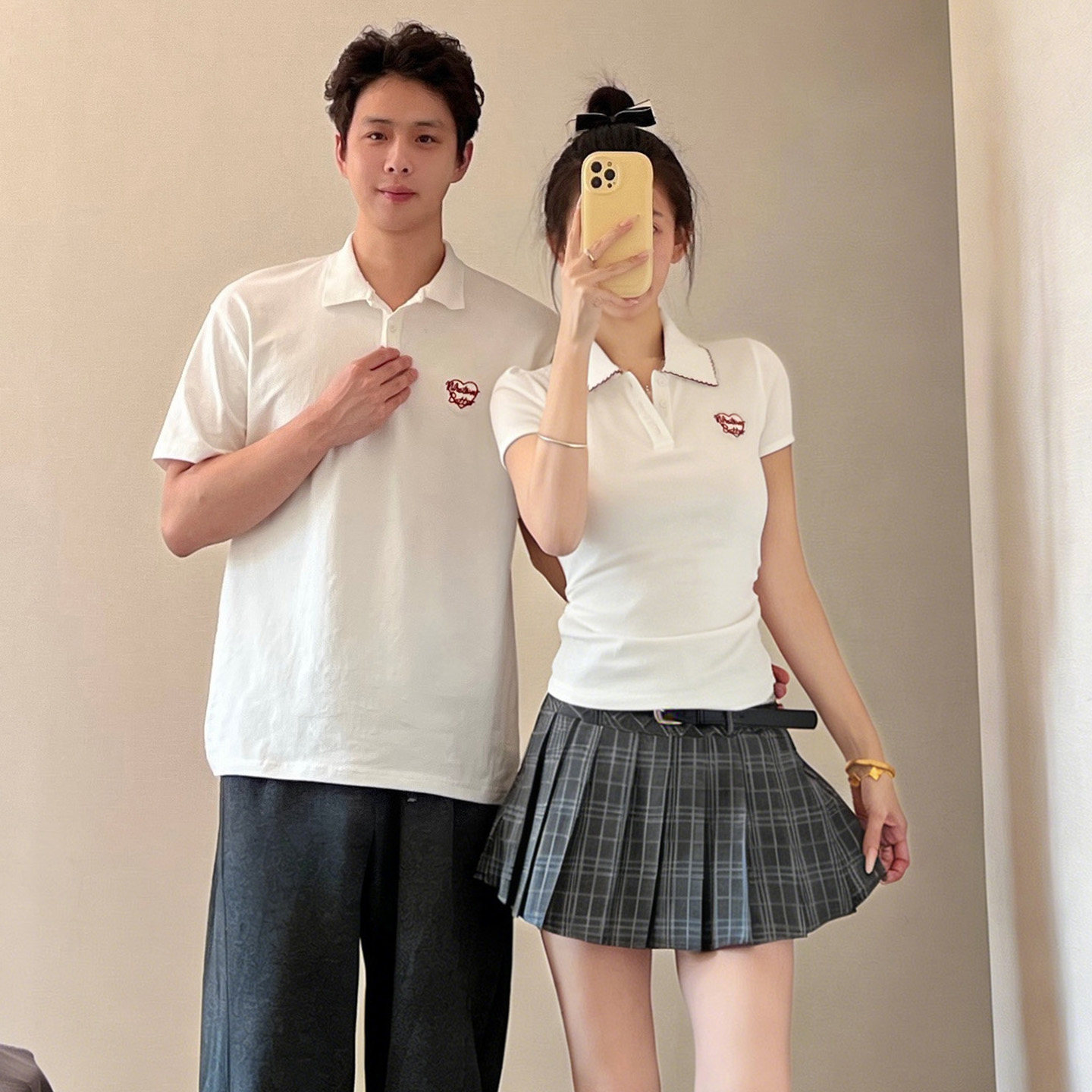 领证登记情侣装夏季miu系POLO衫短袖小众设计感T恤上衣拍照衣服