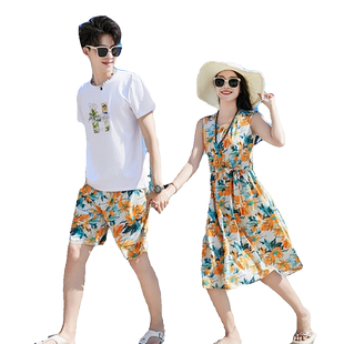 沙滩裙女小个子情侣装夏装套装海南三亚泰国旅游穿搭拍照衣服