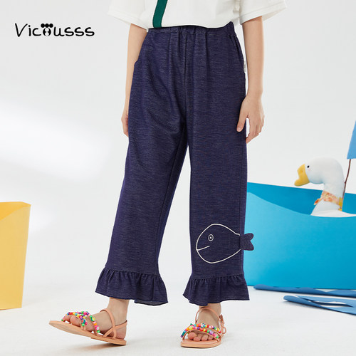 Vicusss女童新款休闲裤九分裤子