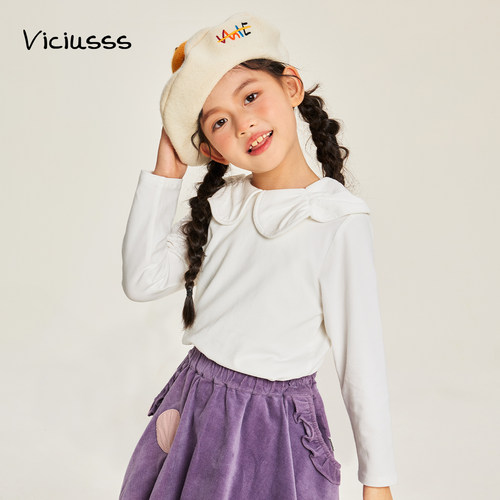 viciusss女童长袖T恤新款娃娃领
