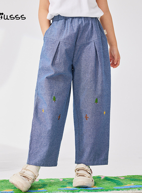 Viciusss女童宽松裤子夏季新款儿童阔腿裤儿童早秋洋气休闲九分裤