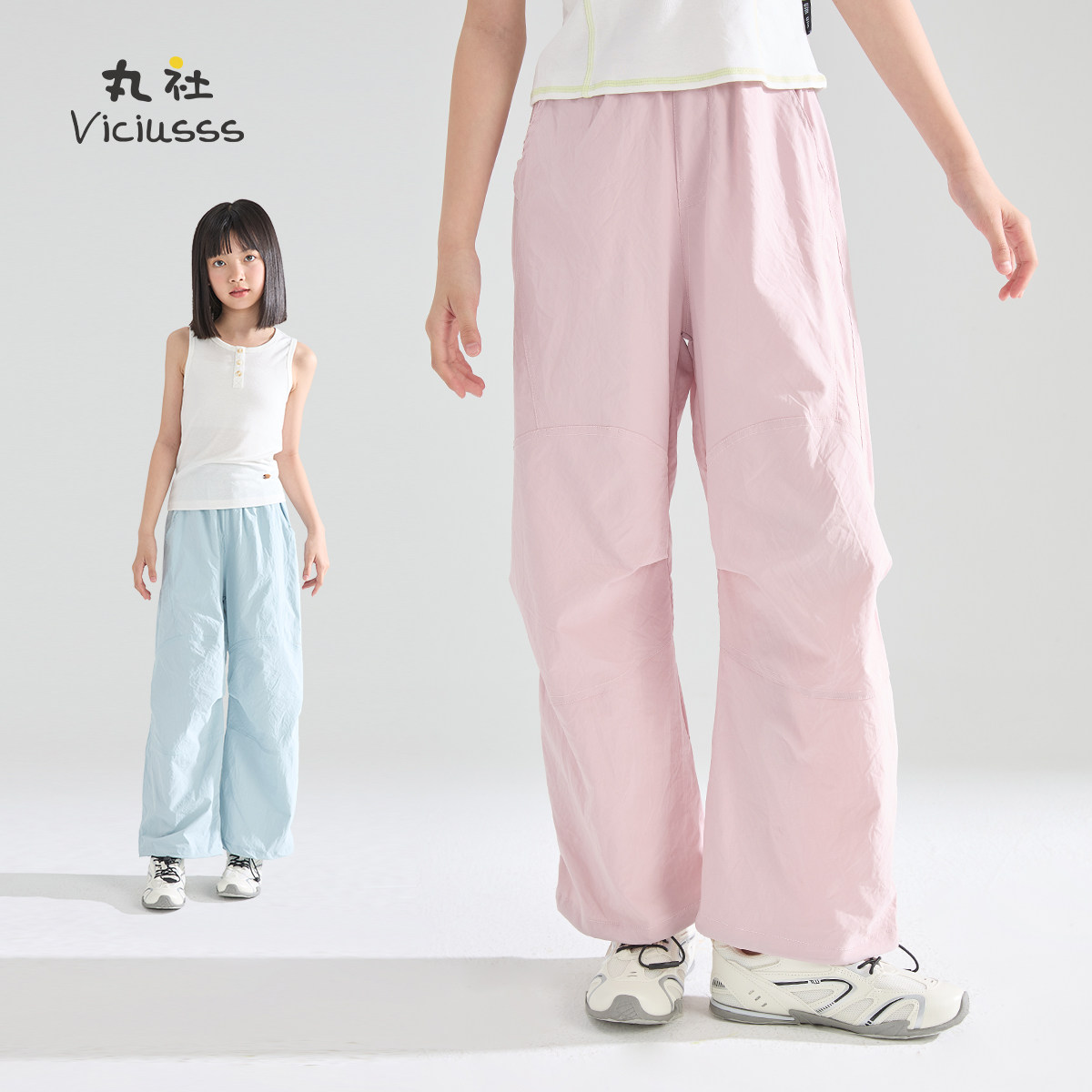viciusss女童休闲裤子2026春夏季新款儿童轻薄透气宽松工装阔腿裤