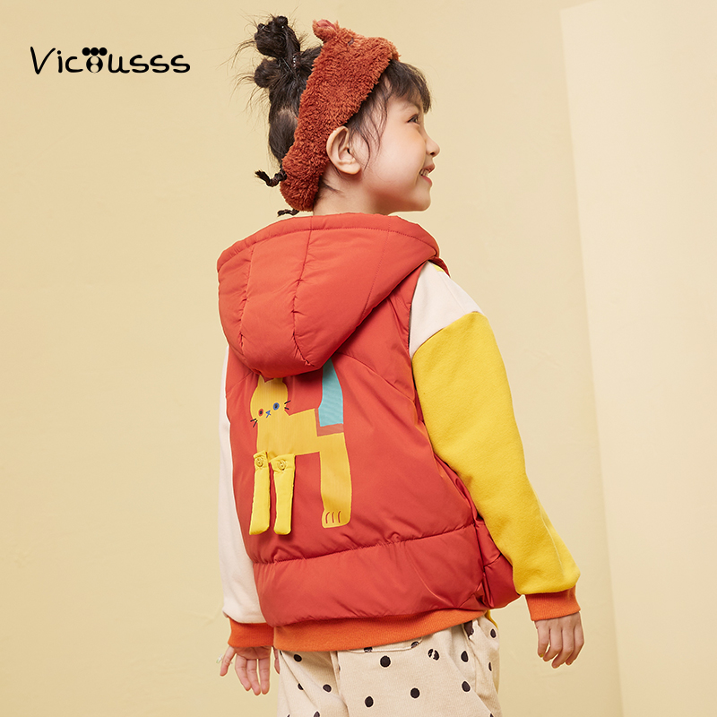 女童连帽马甲棉服2025新款背心厚