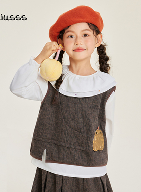 viciusss丸社女童马甲外穿洋气新款秋季小女孩针织背心外套超好看