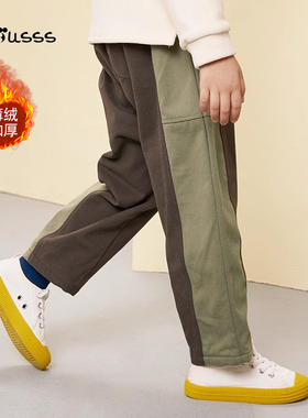 Viciusss丸社男童长裤薄绒加厚2025新款秋冬纯棉儿童帅气休闲裤子