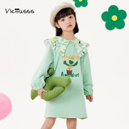 viciusss丸社女童连衣裙长袖洋气