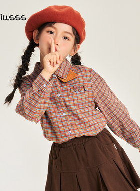 viciusss丸社女童格子衬衫秋装2025新款洋气儿童长袖衬衣女孩上衣