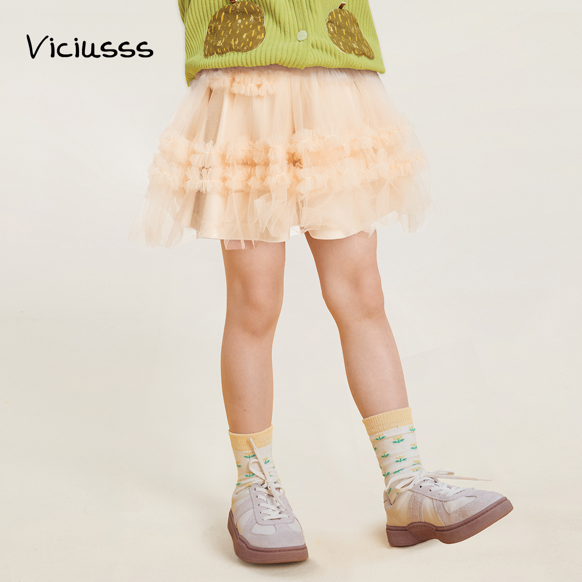 Viciusss丸社女童白色半身裙纱裙