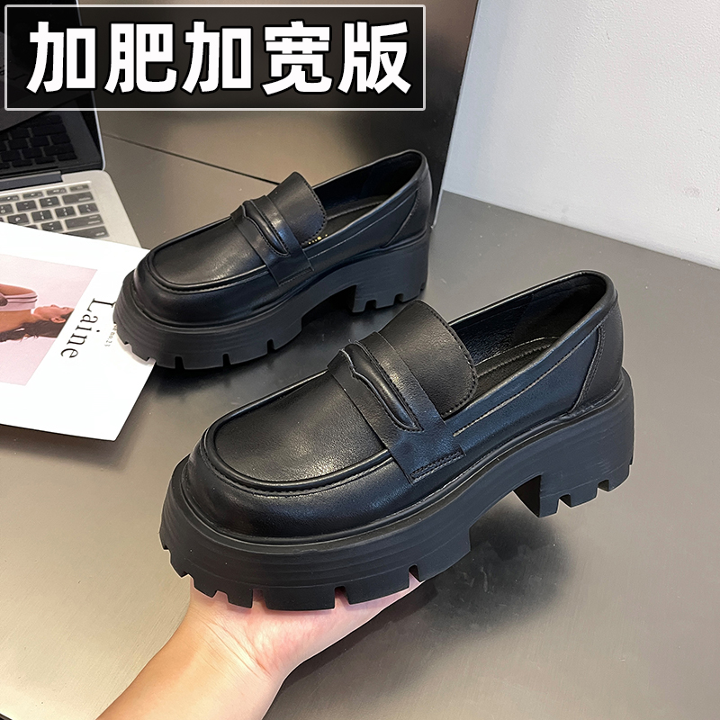 厚底小皮鞋真皮乐福鞋复古