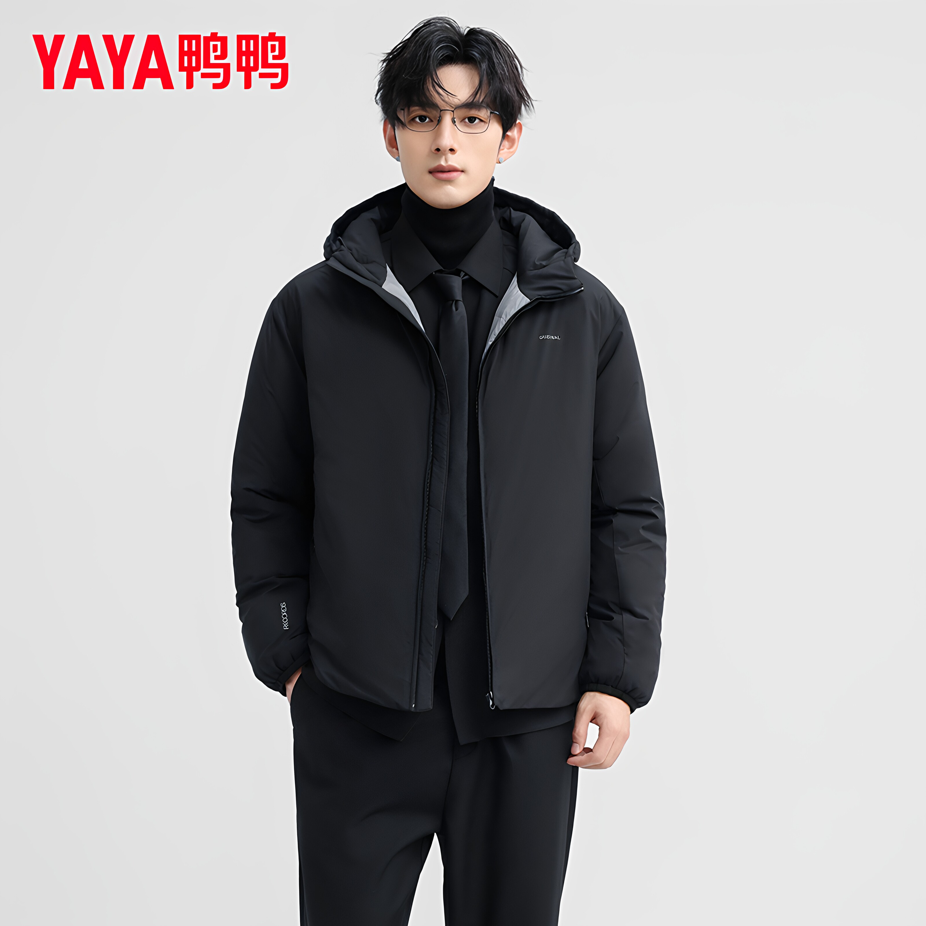 鸭鸭90绒羽绒服男士短款2026年秋冬保暖时尚百搭夹克白鸭绒外套