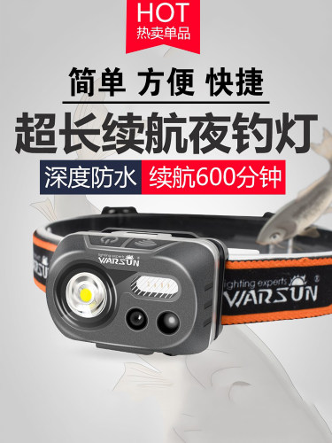 沃尔森w08轻型感应跑步防水头灯