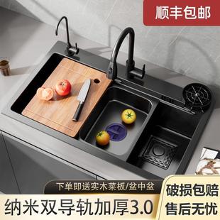 厨房水槽大单槽304纳米不锈钢洗碗池家用一整全套加厚手工洗菜盆