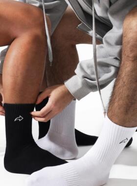 ARROW箭头刺绣长筒男白袜黑四季纯棉吸汗透气男袜