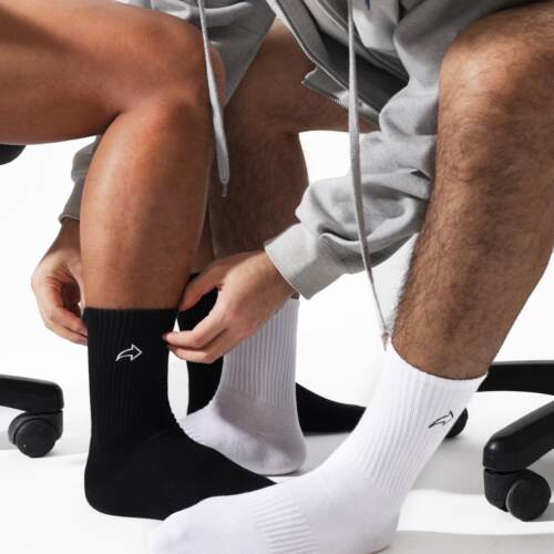 ARROW箭头刺绣长筒男白袜黑四季纯棉吸汗透气男袜