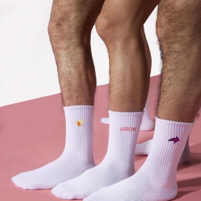 ARROW趣味桃子香蕉茄子刺绣男长白袜四季运动袜