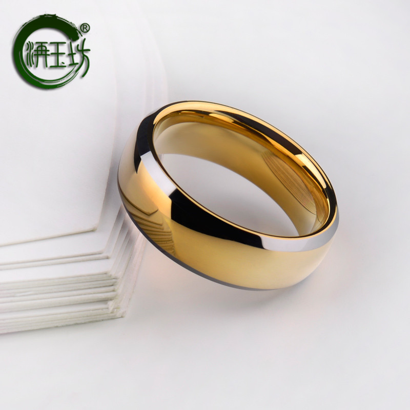 Yufang new tungsten gold mens ring wear-resistant and fadeless fashion two-color ring for boyfriend on Valentines Day