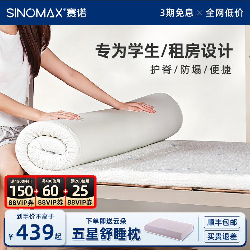 赛诺记忆棉床垫可拆洗薄床垫图片