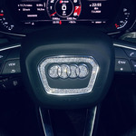 新款镶钻奥迪Q5LQ3Q2LA3A4LA5A6LA7Q7Q8方向盘车标改装饰车贴钻石