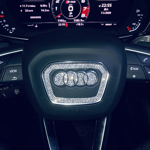 奥迪镶钻方向盘改装饰车贴车标