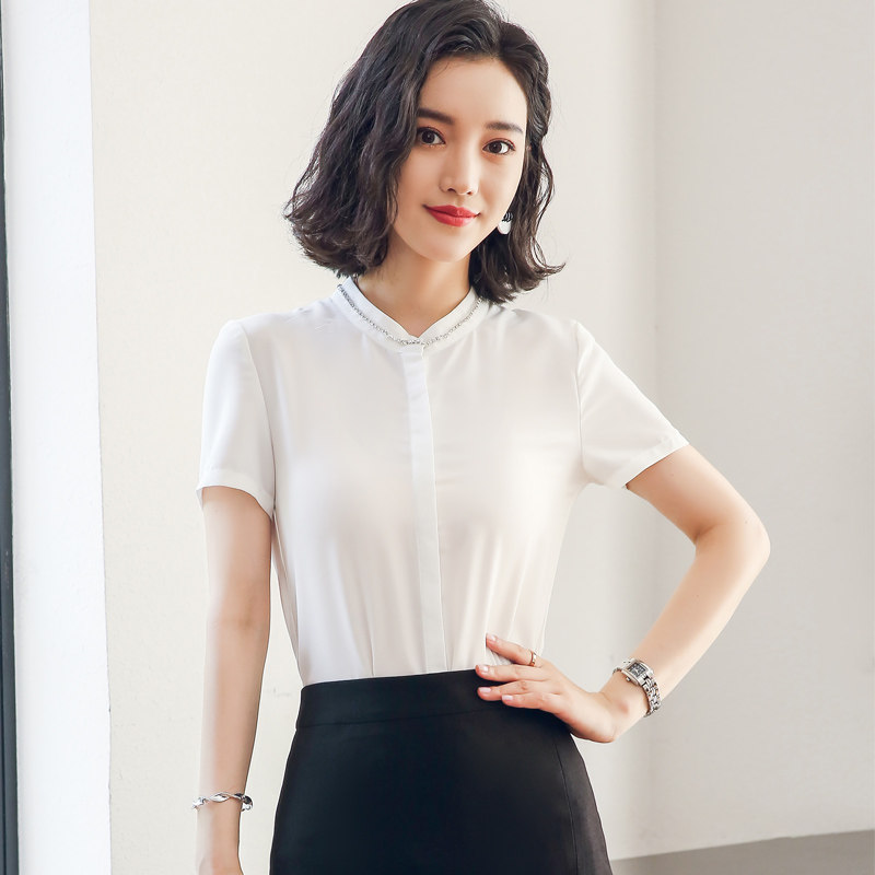 Business Suits A summer 2019 new pattern Short sleeved Primer shirt white collar coverall Beautician work clothes uniformin the Women's clothing/Boutique , Shirt  category - from Buy2taobao.com to provide professional Taobao agent buy service