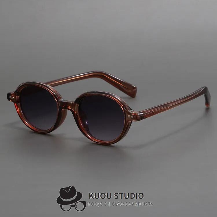 复古椭圆形黑框日常休闲户外遮阳太阳眼镜防紫外线男女款全框墨镜