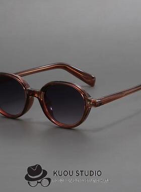 复古椭圆形黑框日常休闲户外遮阳太阳眼镜防紫外线男女款全框墨镜