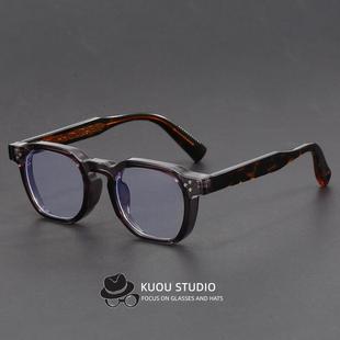 日式 厚边框527双色眼镜手工复古眼镜框男黑框文艺防蓝光近视眼镜