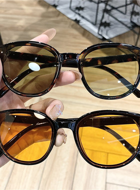 2021新款黑框素颜墨镜男女韩版潮圆脸ins街拍复古显脸小太阳眼镜