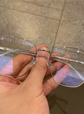 小红书不规则近视眼镜女网红素颜金属男士平光镜可配度数眼镜框架