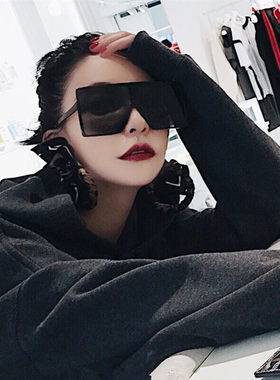 超大超个性大方框四方太阳镜男女嘻哈白框大脸圆脸网红款墨镜眼镜