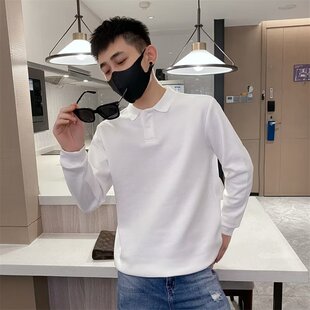 T恤男装 卫衣男士 长袖 翻领Polo衫 高级感炸街外套上衣 春秋2022新款