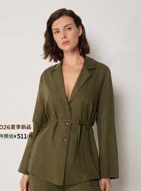 CALZEDONIA卡泽意袜26夏季海边度假亚麻衬衫式翻领沙滩衣0BDA190