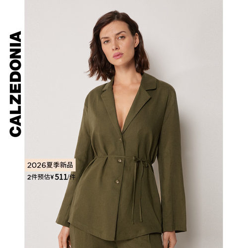 CALZEDONIA卡泽意袜26夏季海边度假亚麻衬衫式翻领沙滩衣0BDA190