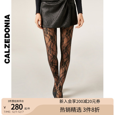 CALZEDONIA卡泽意袜25秋冬新女蕾丝提花贴钻连裤袜丝袜MODC2188
