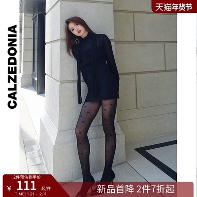CALZEDONIA卡泽意袜女士30D时尚蝴蝶结装饰波点连裤丝袜MODC2164