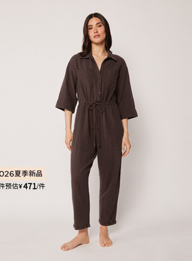 CALZEDONIA卡泽意袜26夏季女海边休闲抽绳收腰翻领连体裤0BDA208